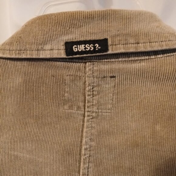GUESS JEANS Corduroy Double Breasted Jacket Coat womens XS Khaki Beige button up - Picture 9 of 12